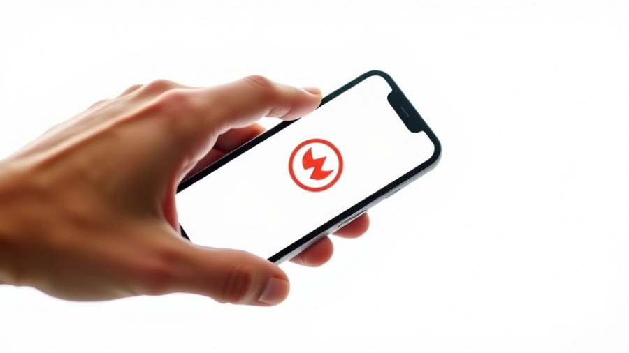 Smartphone displaying tech logo highlighting AI Patent Search Tool.