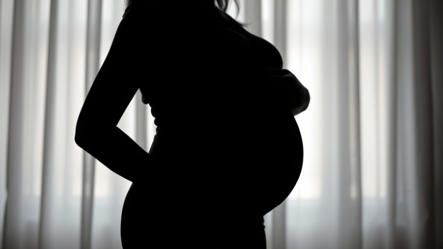 AI-guided sperm recovery method depicted by silhouette of serene pregnant woman.