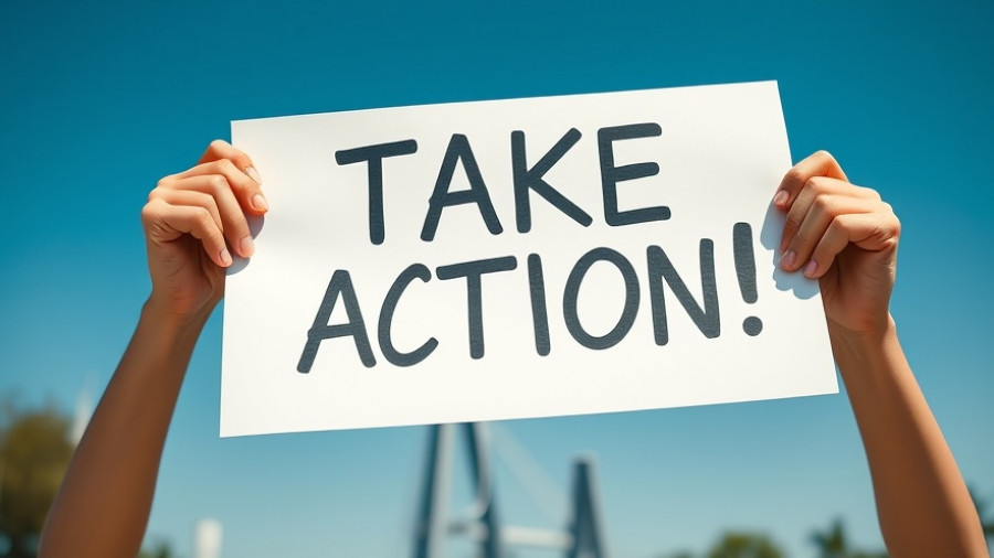 Motivational 'TAKE ACTION!' sign in clear blue sky, email sequence inspiration.