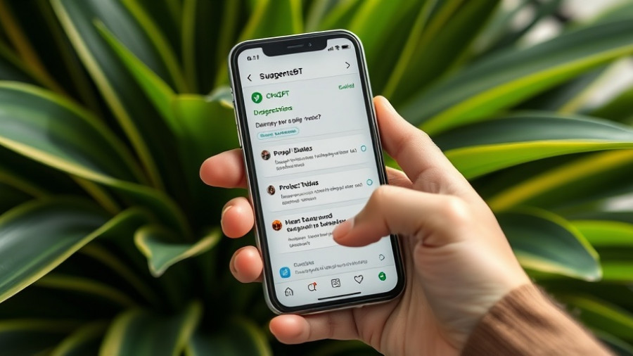 Leverage ChatGPT for Business: Smartphone displaying ChatGPT app against a green background.