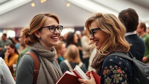 Woman engaging with crowd at a book festival, Texas Book Festival 2026.