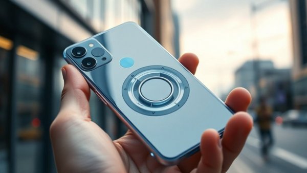 Futuristic smartphone with REAL liquid cooling in an urban setting