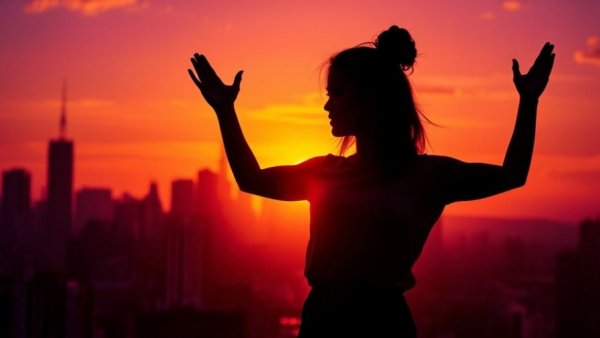 Empowered leadership in real estate concept at sunset.