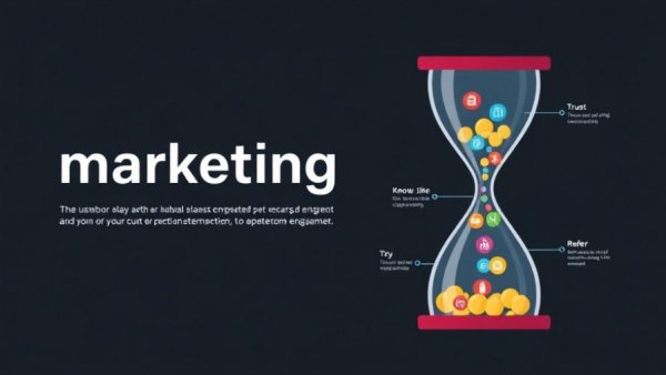 Marketing hourglass diagram illustrating customer engagement stages.