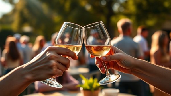 Etiquette Finishing School for Founders: Toasting with wine glasses outdoors.