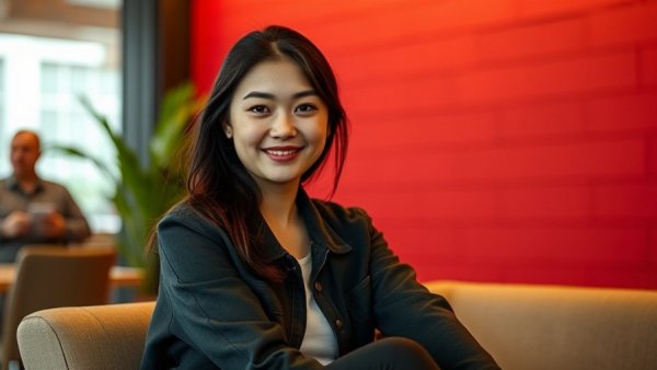 Cathy Di tech innovation story, young woman in modern setting.