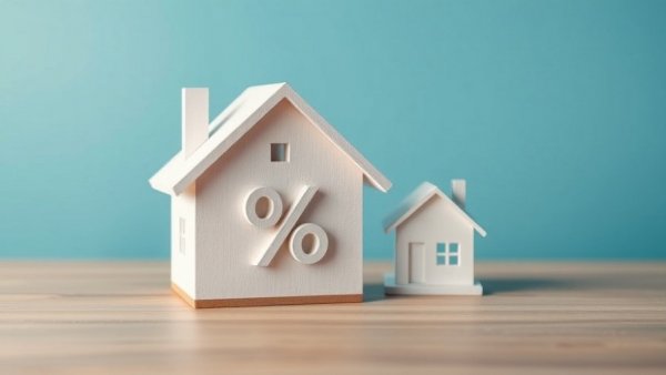 House model with percentage symbol highlighting low deposit mortgage rates