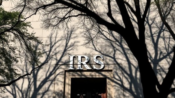 IRS building exterior with tree shadows casting patterns.