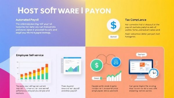 Infographic on best payroll software for business, illustrating features and data integration.