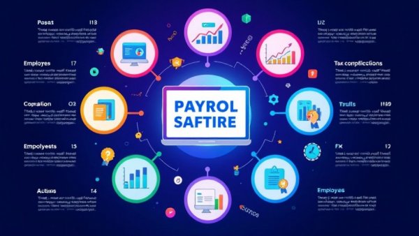 Illustrative infographic on best payroll software for business features.