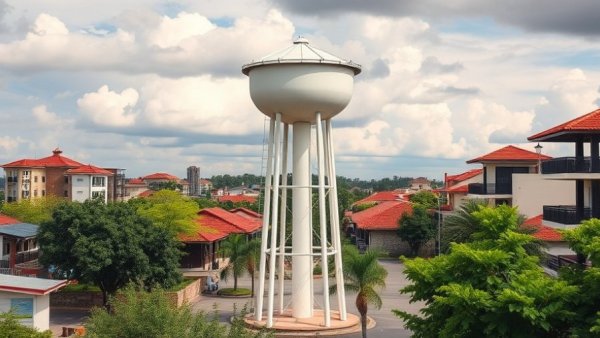 Round Rock water tower in vibrant Austin suburb.