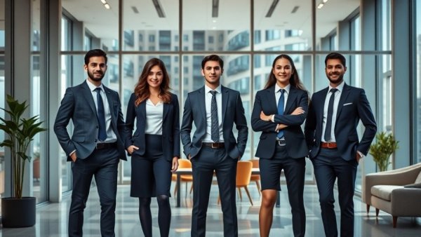 Group of professionals in elegant office representing brand consulting in private equity