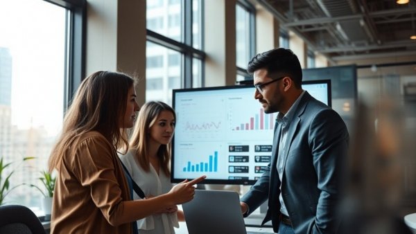 Charlotte SEO company team meeting with data analysis.