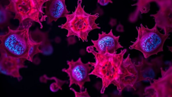 Microscopic view of pancreatic islet cells, vibrant cellular details.