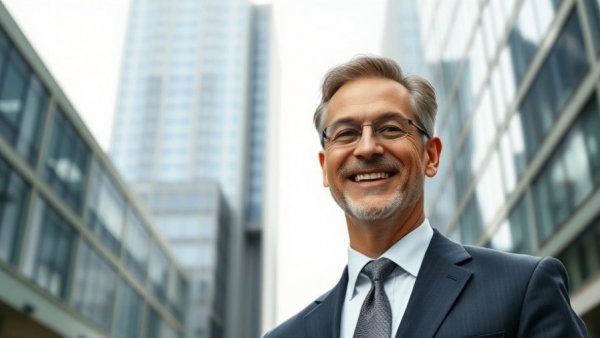 Kevin Brown NAR President Plans with office building backdrop.
