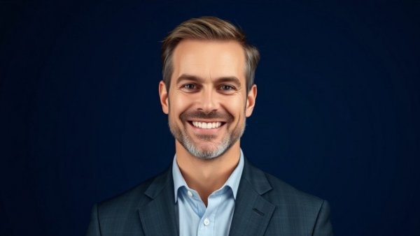 Market eminence podcast cover with confident man smiling.