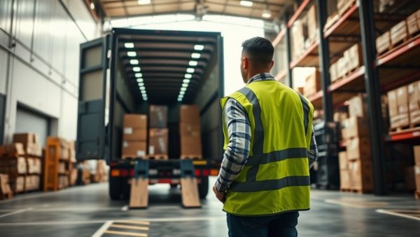 Freight shipping for entrepreneurs: worker oversees truck loading.