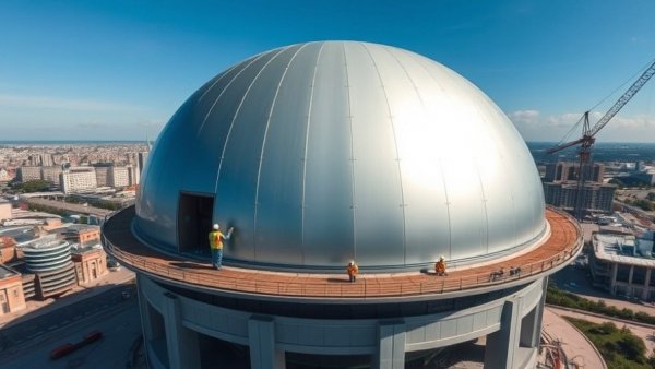Tropicana Field roof installation, aerial view of dome.