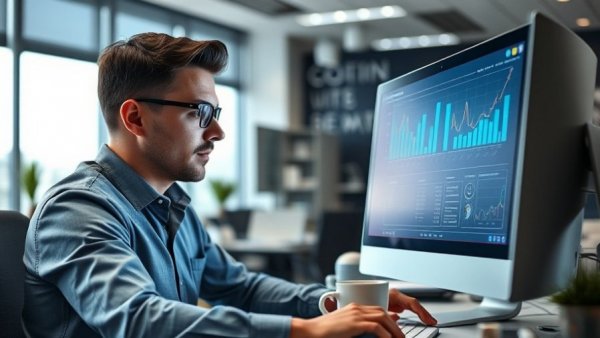 Office worker reviewing graphs on Microsoft Office for Black Friday deals.