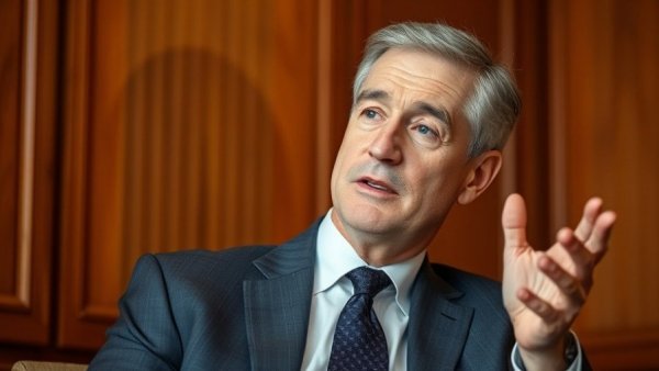 Middle-aged man discussing AI global power dynamics in a wood-paneled room.