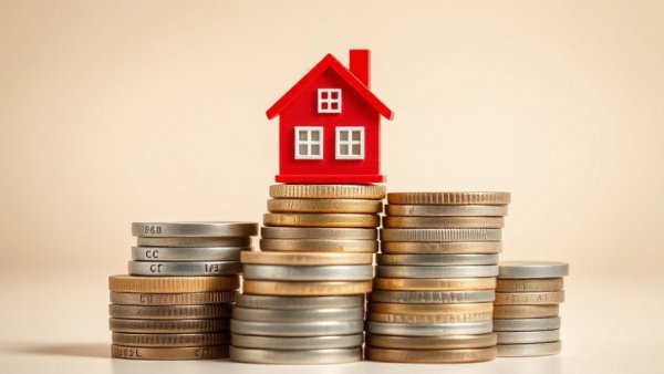 Red toy houses on coins illustrating Mansion Tax impact on prime property prices