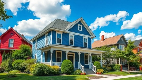 Charming blue house with porch under blue sky, what is a dry closing