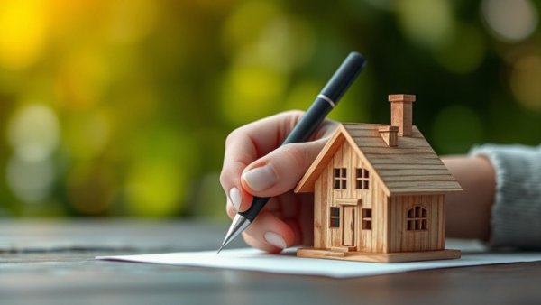 Estate agent writing next to a house model; Autumn Budget 2025.