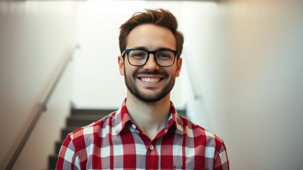 Man in checkered shirt standing in a stairwell for AI audits preparation.