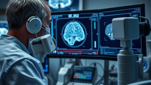 Doctor using targeted ultrasound for brain mechanisms in clinical setting.