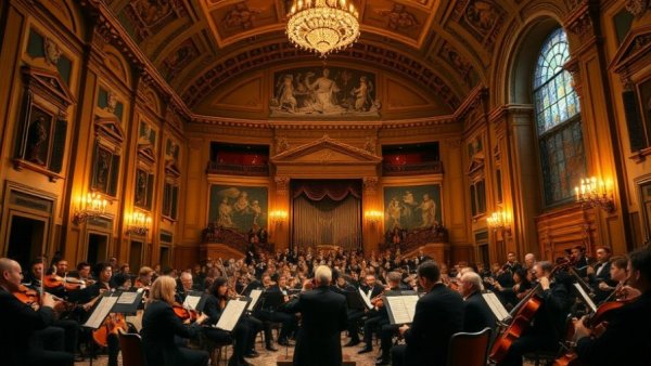 Thanksgiving weekend events in Austin: orchestra performance in grand hall.