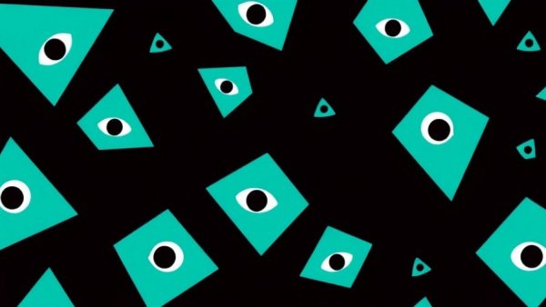 Abstract graphic with teal shapes and eyes, AI Throttling in Nano Banana Pro.