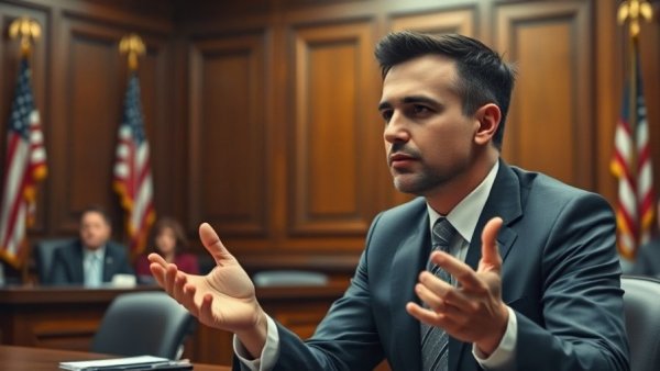 Man in suit gesturing during a formal meeting on Eric Swalwell lawsuit mortgage fraud.