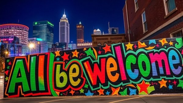 Colorful Raleigh mural and cityscape, night setting, New Restaurants Raleigh 2025