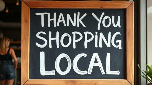 Chalkboard sign supporting small business impact.