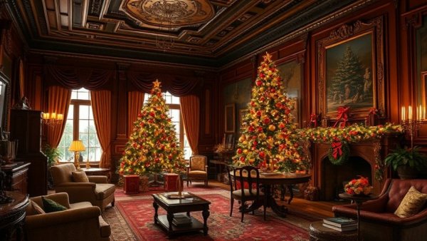 A Gilded Age Christmas at Staatsburgh, opulent holiday room decor.