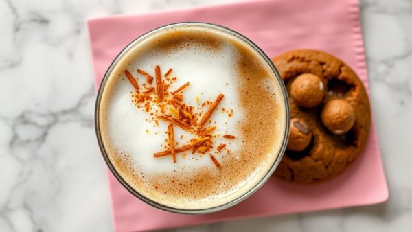 Frothy cappuccino with cookie showcasing Austin small business loyalty.