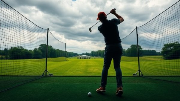 Golfer at Topgolf New Braunfels opening, vibrant green range.