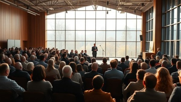 Spacious lecture hall during deep tech discussion panel with audience.