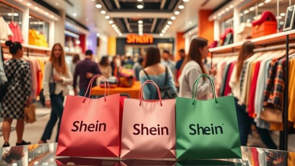Shein shopping bags in-store, related to Texas Attorney General investigation.