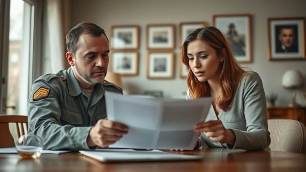 Discussion on VA loan misconceptions between a military man and a woman at home.