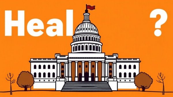 Illustration of Capitol with 'What the Health?' text, GOP Health Care Plan Divisions