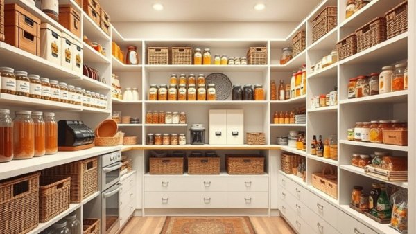 Charming pantry with best pantry organization ideas, labeled jars, and baskets.