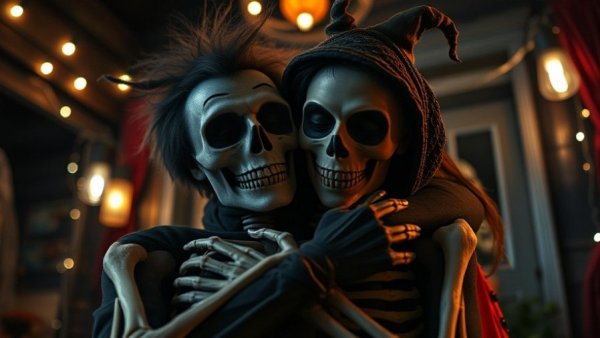 Festive horror enthusiast enjoying Halloween in Austin this weekend.