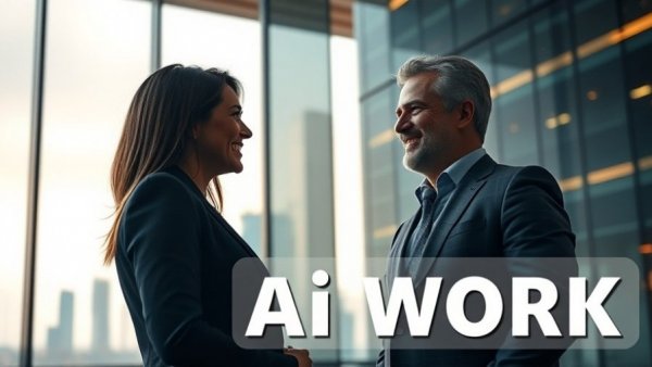 AI in Accounting: Modern business banner with cityscape and professionals.