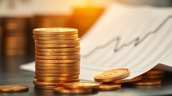 Close-up of coins and graph showing lower inflation and interest rate cuts.