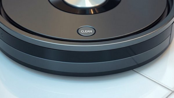Robotic vacuum cleaner close-up, related to bankruptcy in the hardware industry.