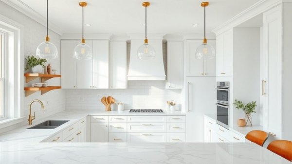 Elegant white kitchen with timeless design elements.