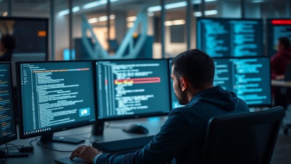 Professional working on coding AI workflows and team collaboration diagrams.