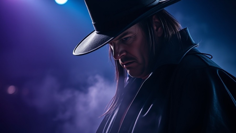 Photorealistic close-up of The Undertaker in dramatic twilight lighting.