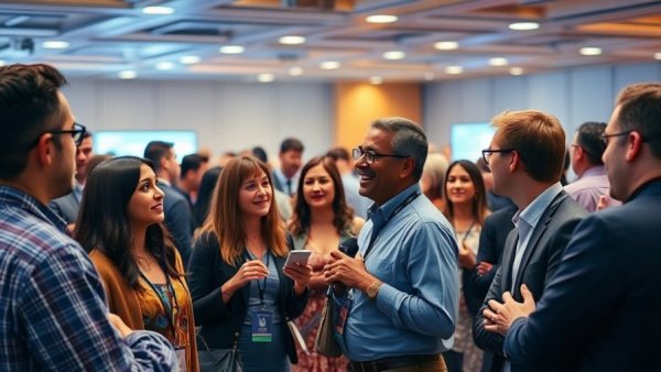 Interactive scene at event illustrating social patterns for mastering anything.